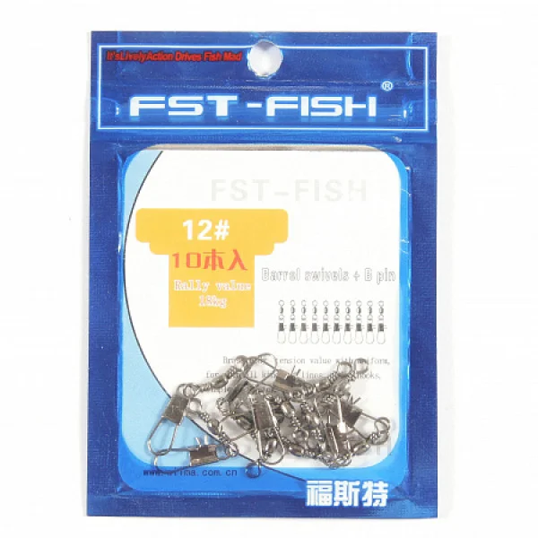 Вертлюг с карабином FST-Fish №8, 10 шт в Иркутске